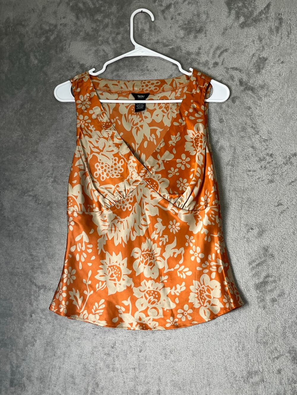 Vintage 100% Silk Babydoll Floral V-Neck Tank Retro Boho Indie Sleaze Y2K Baddie